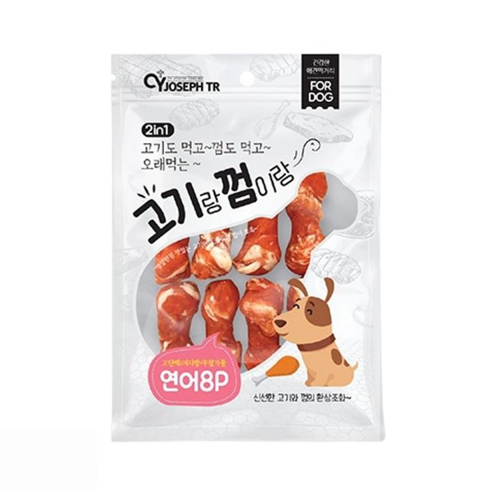 애견간식 고기랑 껌이랑 8p 연어 6팩 1타