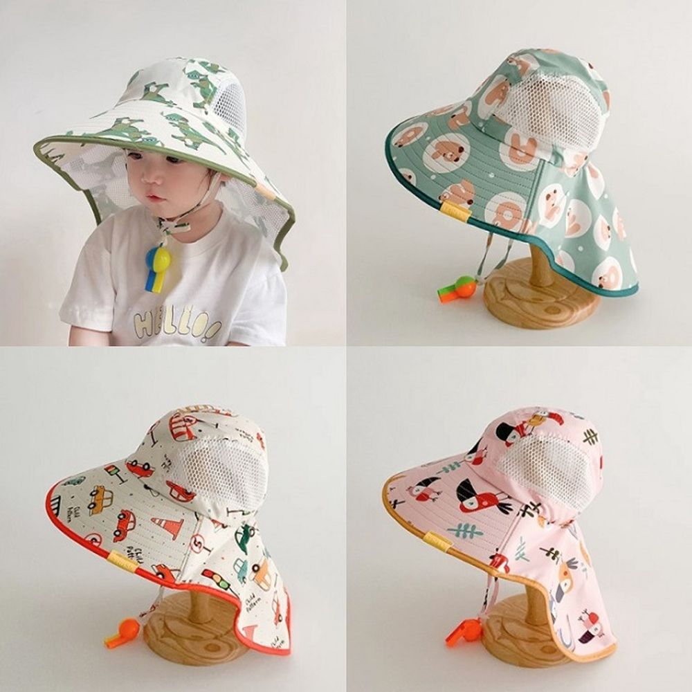 (앙상블) 아동 호루라기 패턴 메쉬 뒷가림막 챙 모자