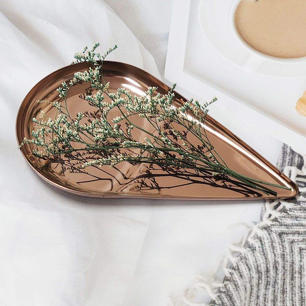 카페쟁판 빈티지트레이 물방울 메탈 트레이 인테리어 로즈골드 엔틱소품