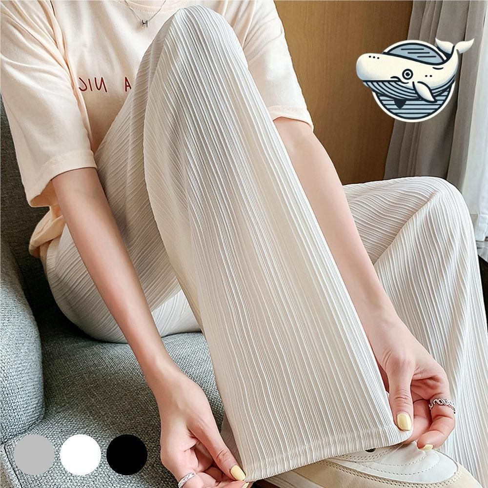 여성용 밴딩 부드러운 와이드 팬츠 편안한