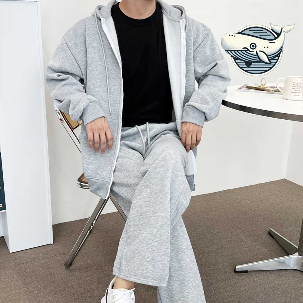 따뜻한 기모 후드집업 세트 편안한 트레이닝복