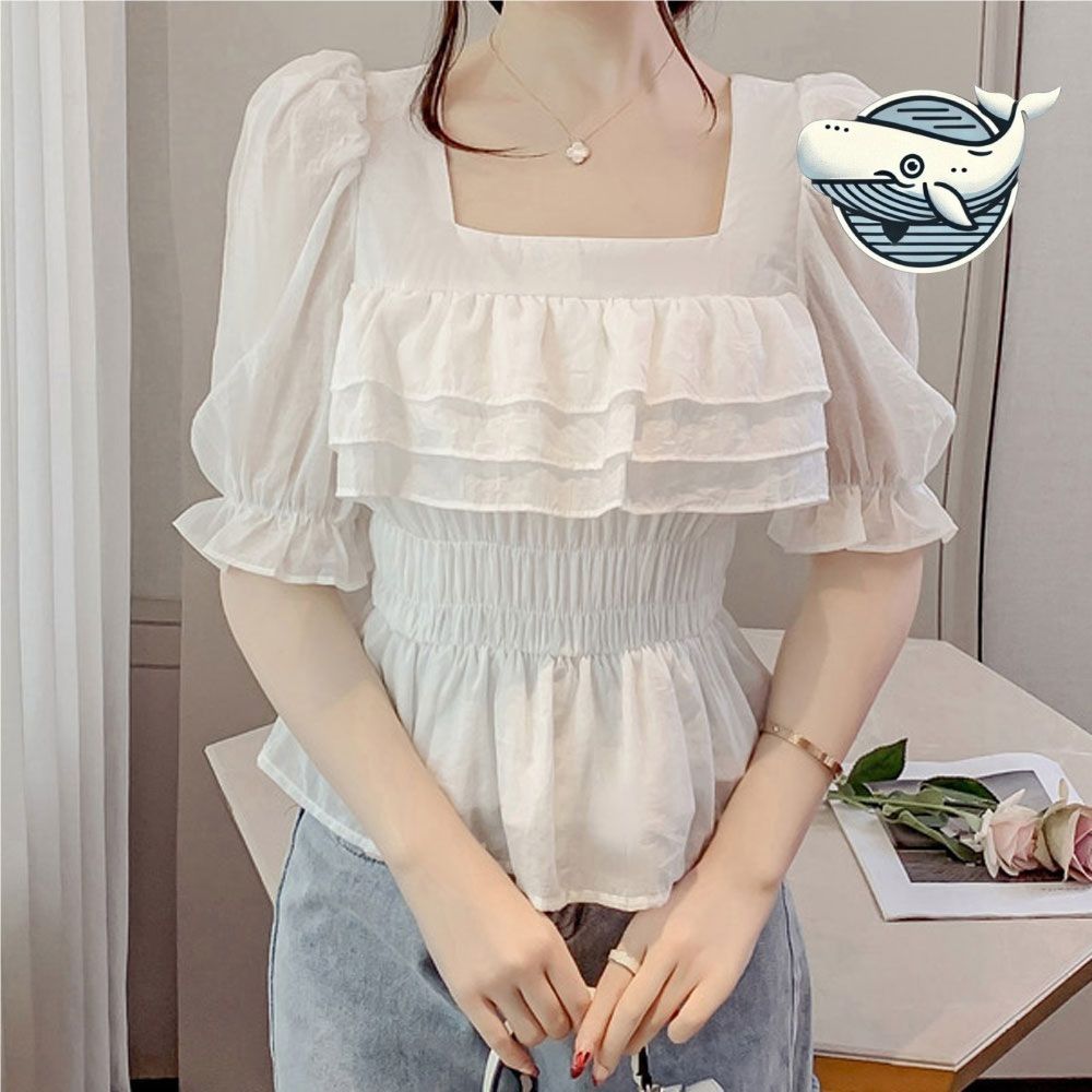 여성 데일리 프릴 블라우스 세련된 크롭 디자인