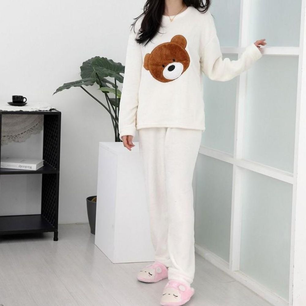 수면잠옷 극세사 상하세트 빅베어아이보리 명절 수면