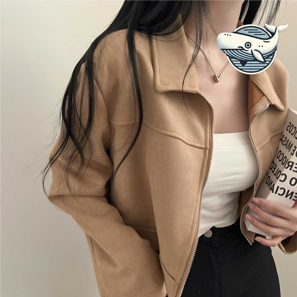 트위드 스타일 스웨이드 집업 자켓 긴팔 데일리