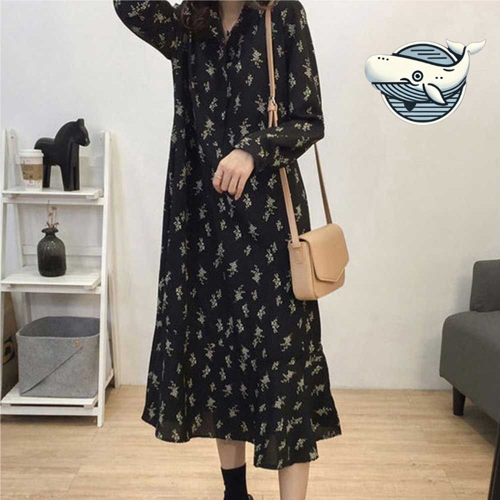 여성 브이넥 플라워 롱 원피스 봄 여름 데일리
