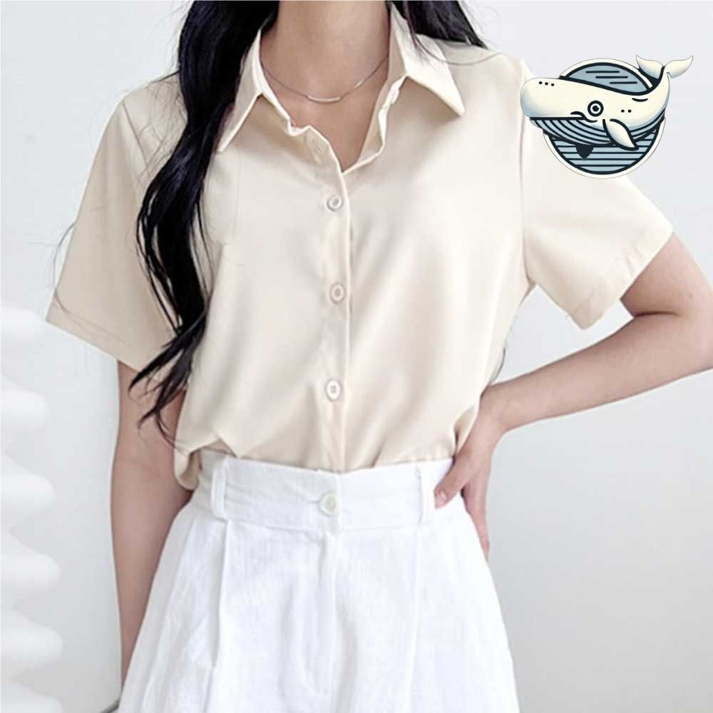 여름 카라넥 반팔 블라우스 실크처럼 부드러운