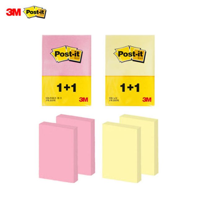 3M포스트잇 노트 656 러블리 핑크_노랑 1+1 10개묶음