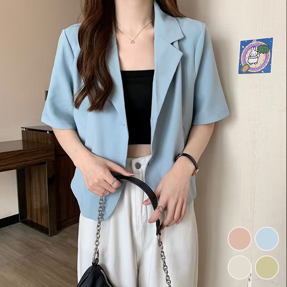 크롭 여성 반팔 자켓