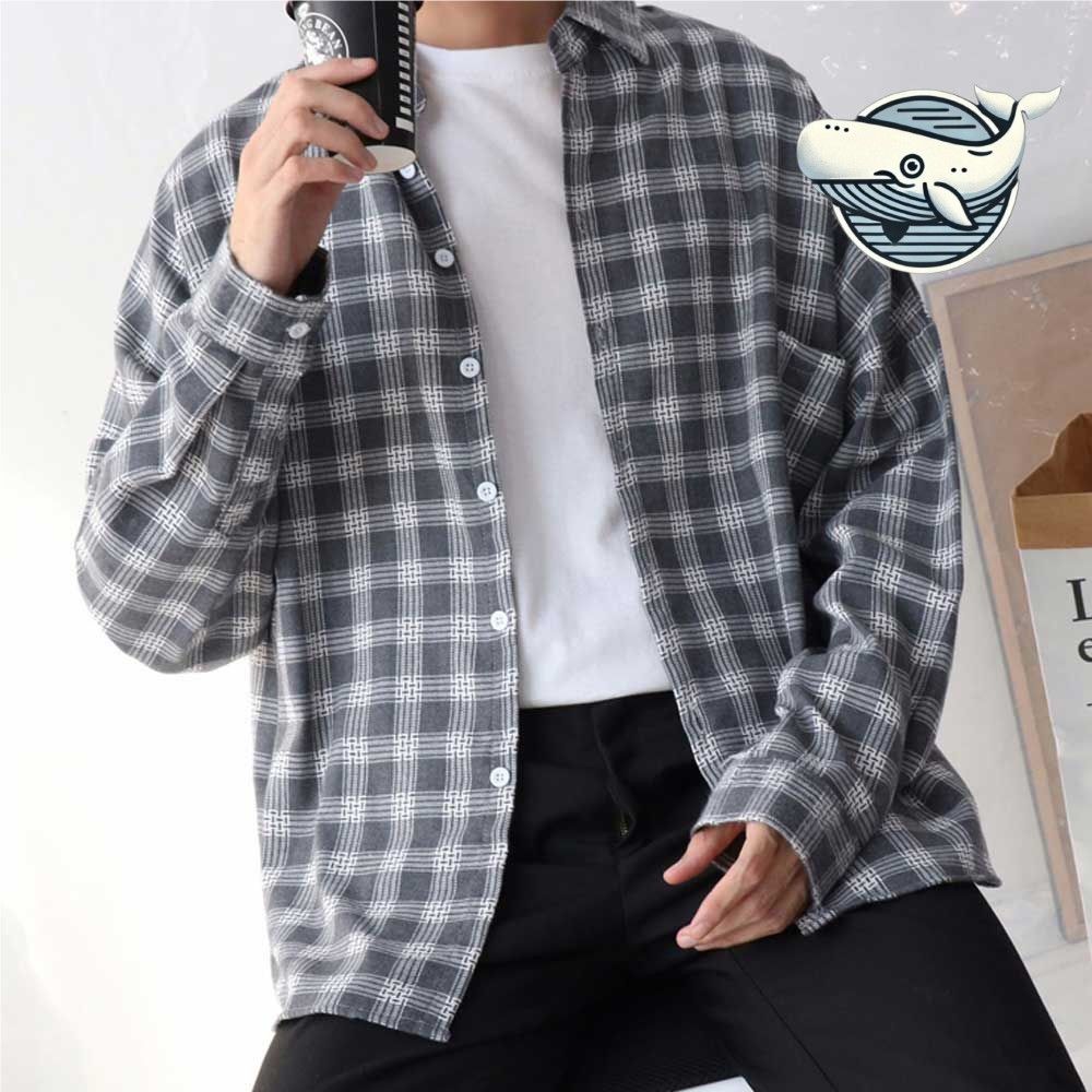 모던 체크 패턴 남성 캐주얼 셔츠 실용적