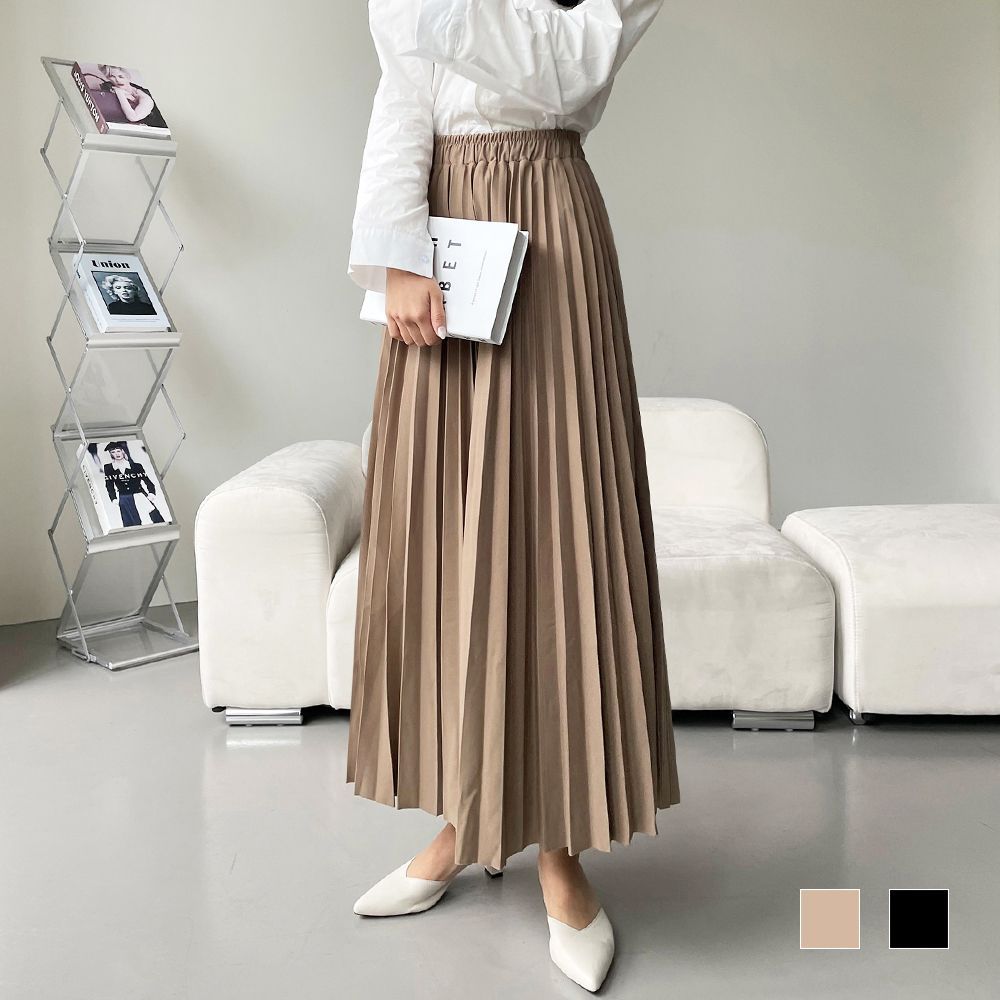 포치 인기 밴딩 플리츠 롱 스커트 추천