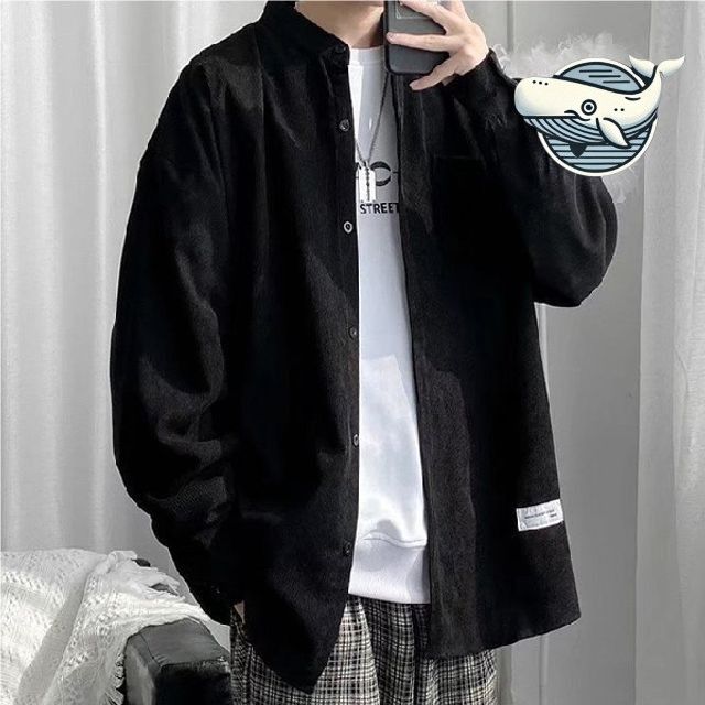 따뜻한 코듀로이 남자 반하이넥 셔츠 박시핏