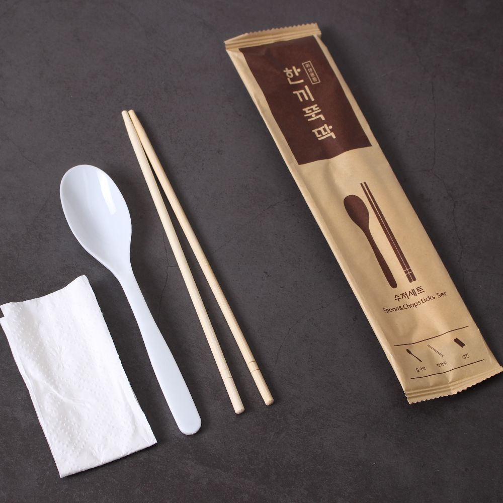 일회용수저세트 한끼뚝딱 craft 수저+젓가락+냅킨 500