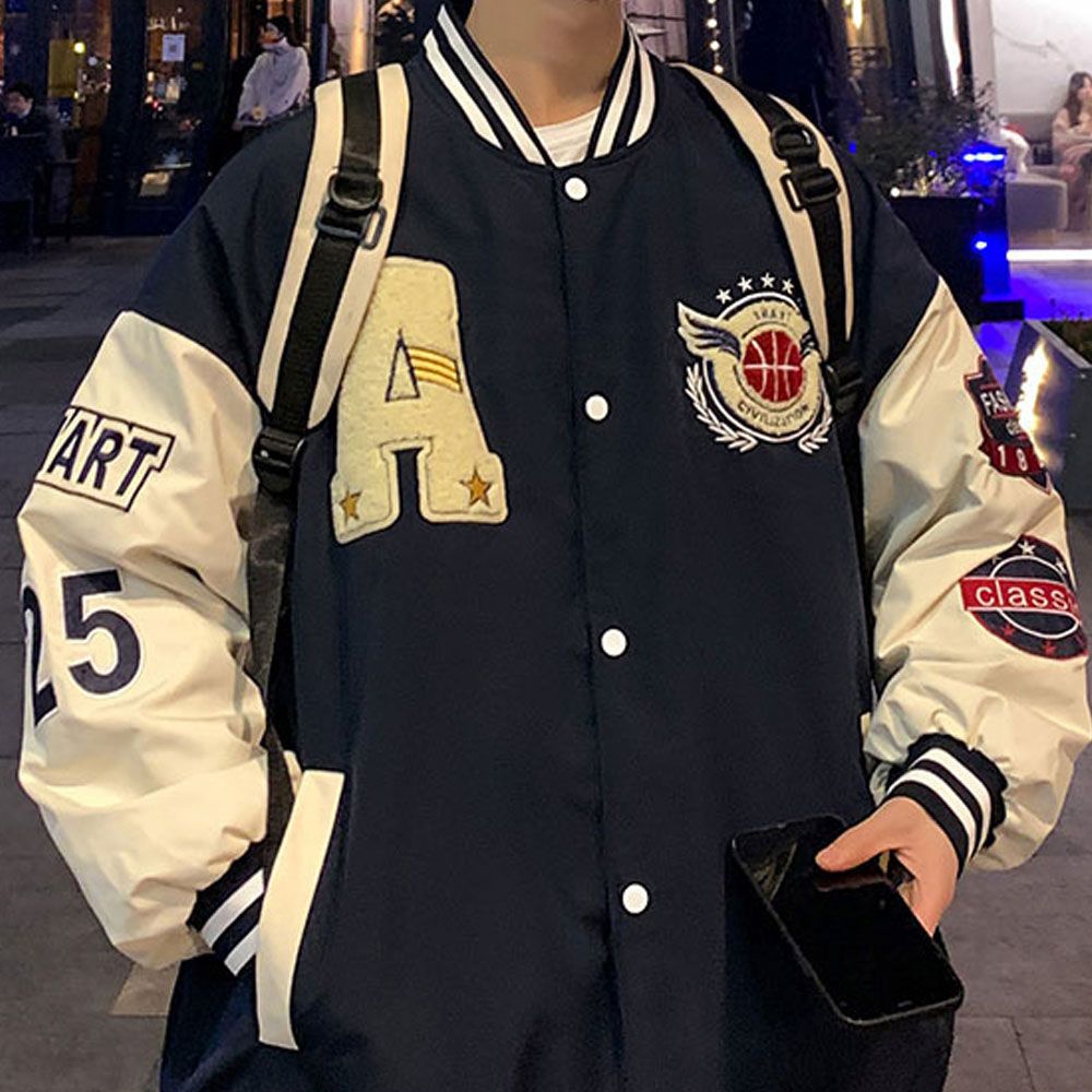 패션 남성 캐주얼 나들이 외출 패치 야구점퍼 자켓