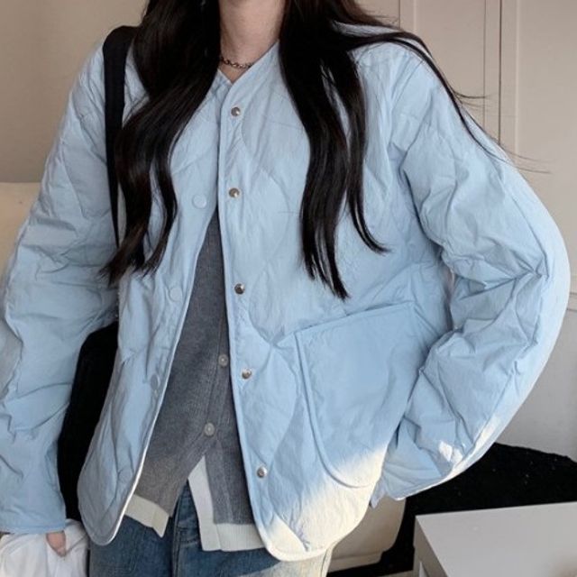 스카이 루즈핏 물망울 무늬 패딩 ST236