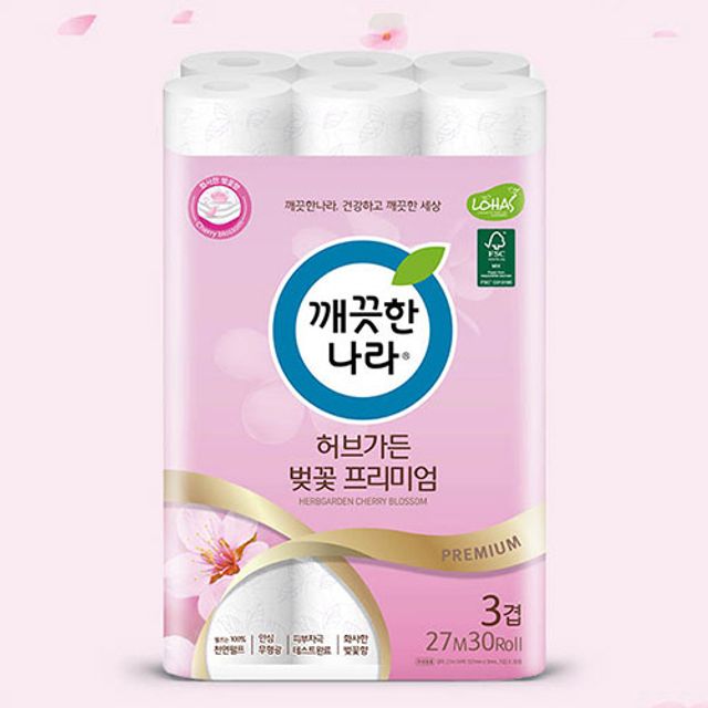 벚꽃향 엠보싱 화장지 유칼립투스 펄프 화장지 30롤