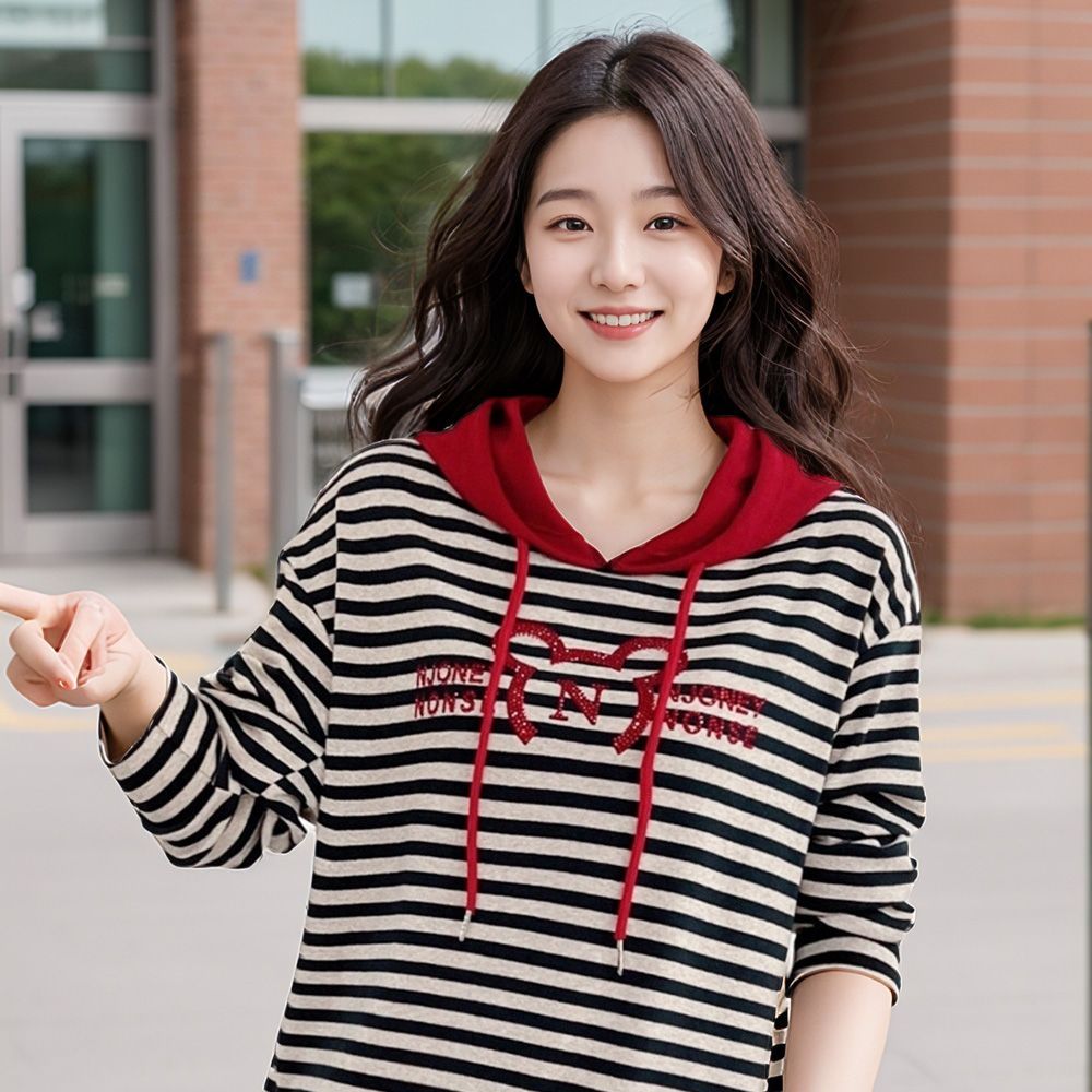 티셔츠 여자 후드티 줄가라 반짝이 여성 후드집