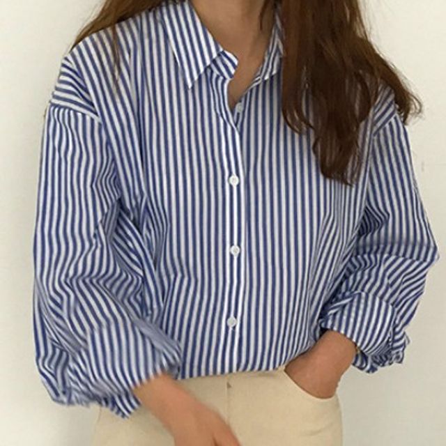 컬러 스트라이프 셔츠 블라우스 GD76