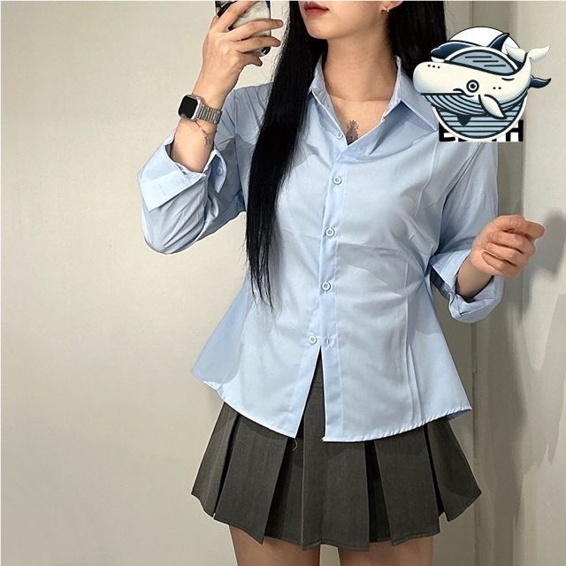 여성 옆단추 디자인 롱슬리브 셔츠 블라우스
