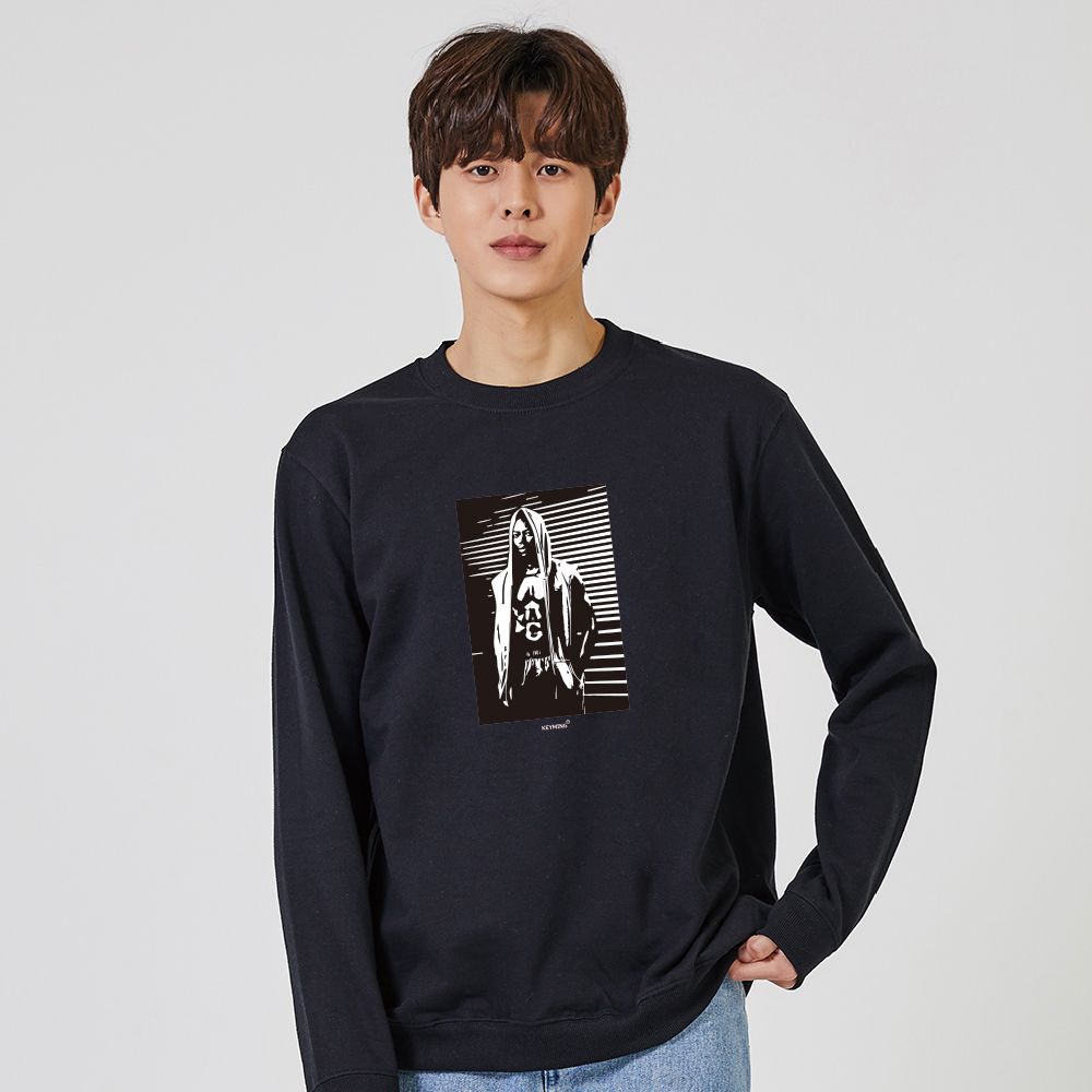 키밍 흑인 MAN 남자 가을반팔코디 기본맨투맨 그래픽
