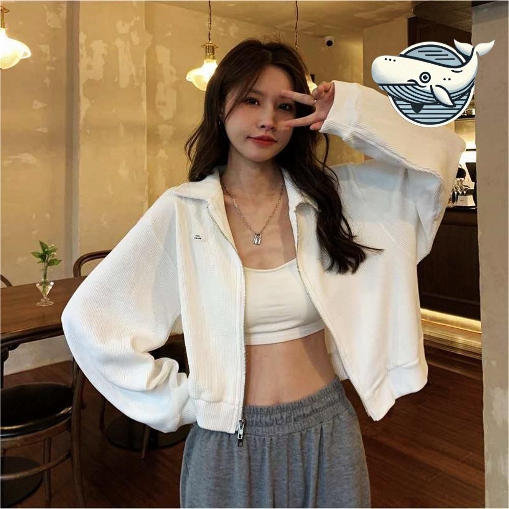 편안한 크롭 집업 긴팔 점퍼 데일리 레이어드