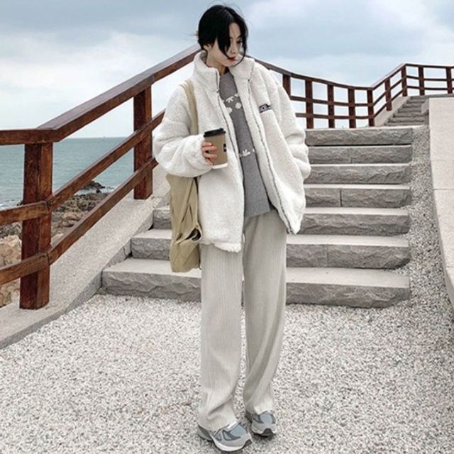 캐주얼룩 바바무드 자켓 털 하프클럽 집업 후리