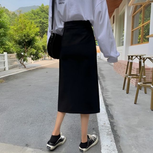 유즈 트임 여성 기본 A라인 데이 미디 여름 스커트 여