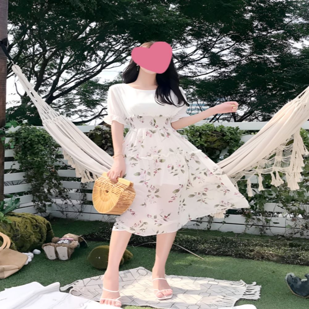 롱원피스 하이웨스트 1202 프릴소매 쉬폰