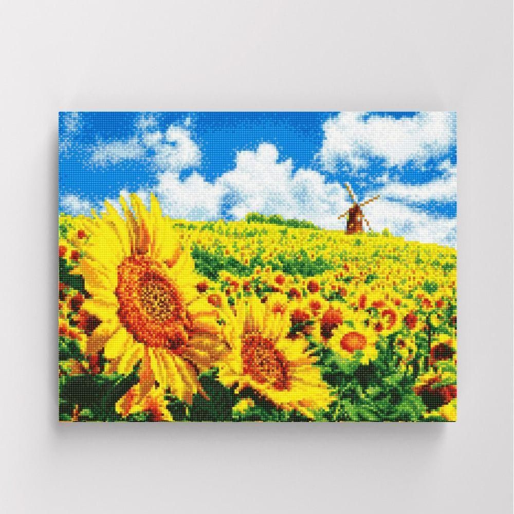 DIY 보석 십자수 해바라기 풍차 40x50 비즈 큐빅 캔버