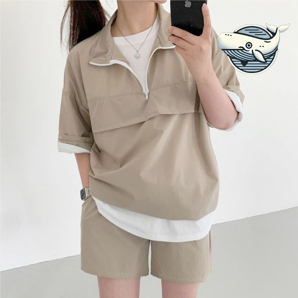 여름 캐주얼 아노락 커플 반바지 셋업 경량