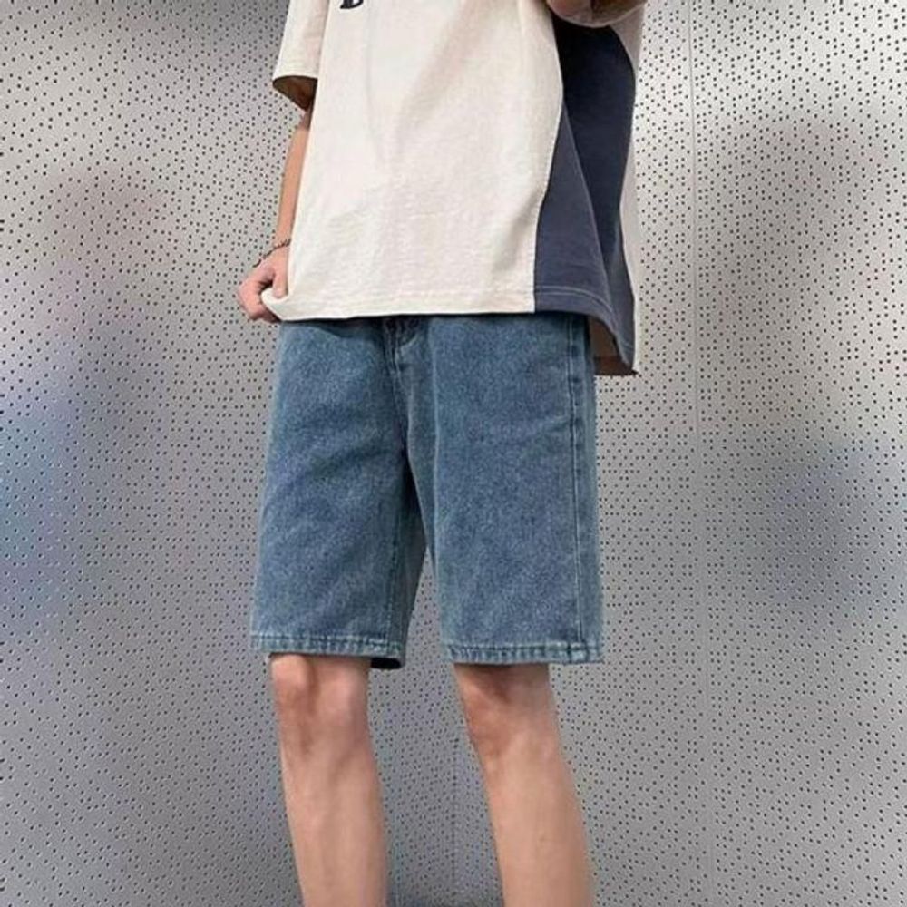 패션 여름 밴딩 캐주얼 반바지 기본 5부 남자 데님 루