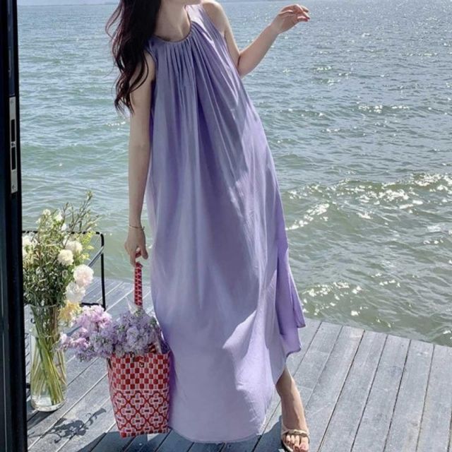 여리여리 쉬폰원피스 민소매 기본 A라인핏 데이 넥셔