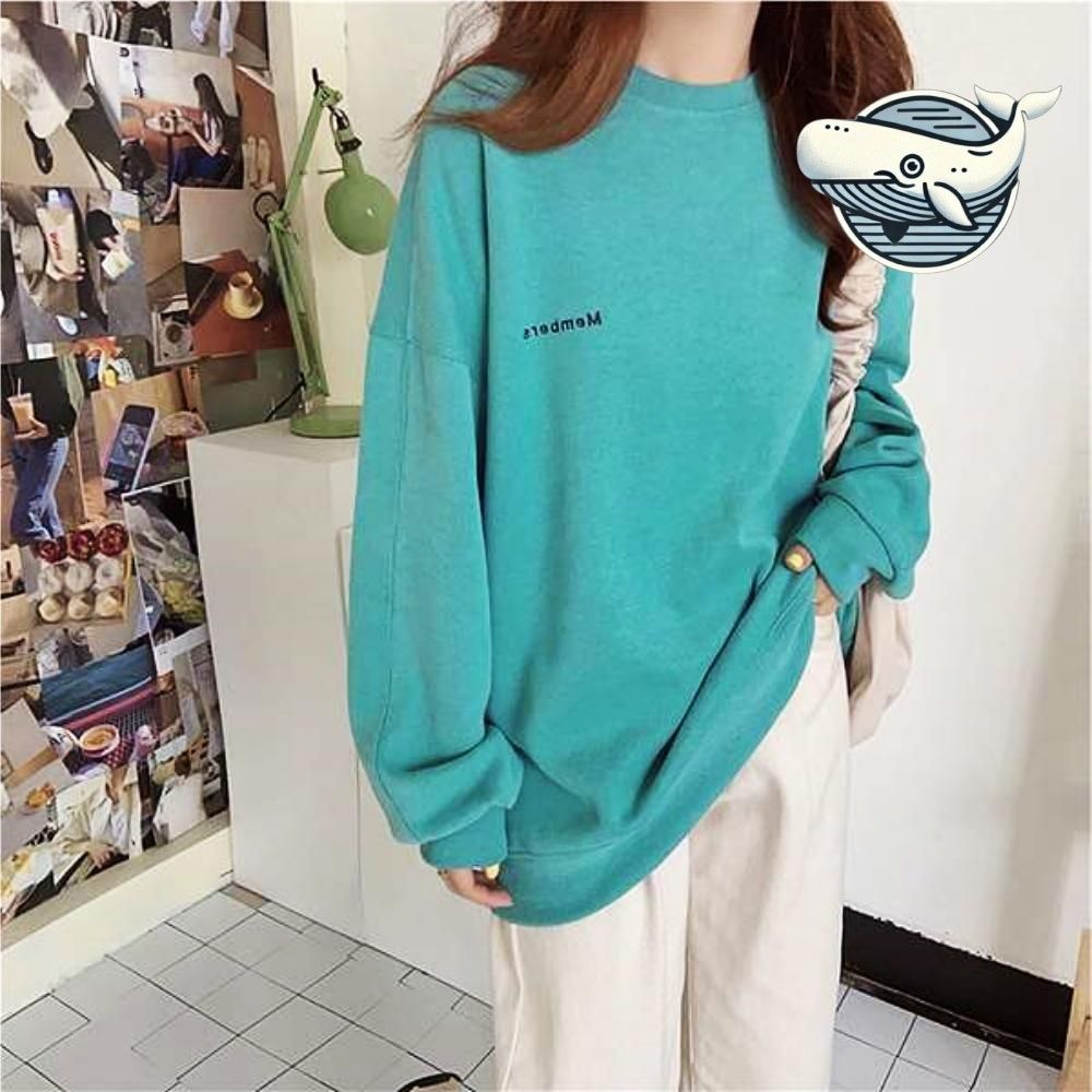 캐주얼 자수 긴팔 티셔츠 남녀공용 데일리 옷