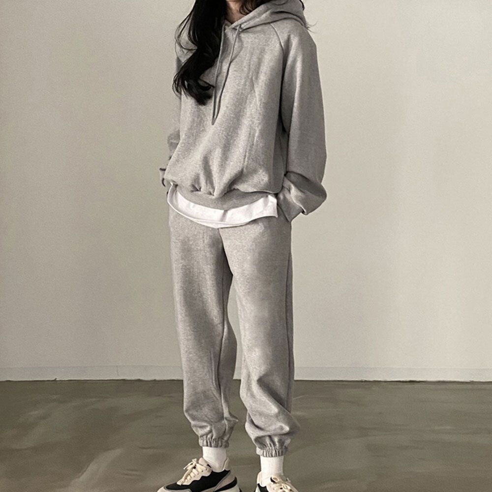 캐주얼 여성 후드 닙업 조거 팬츠 상하의 데일리 세트
