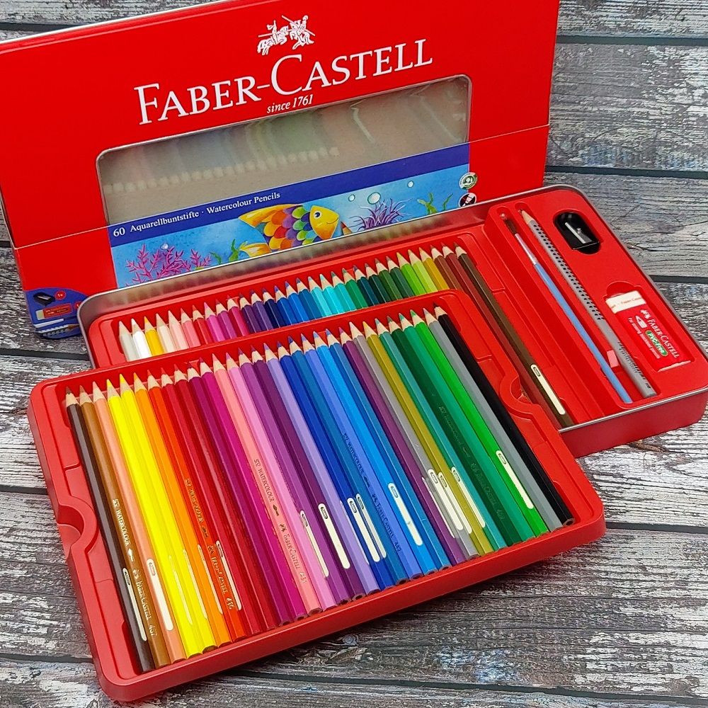 파버카스텔 수채색연필 60색+연필+깎이+지우개+붓 Set