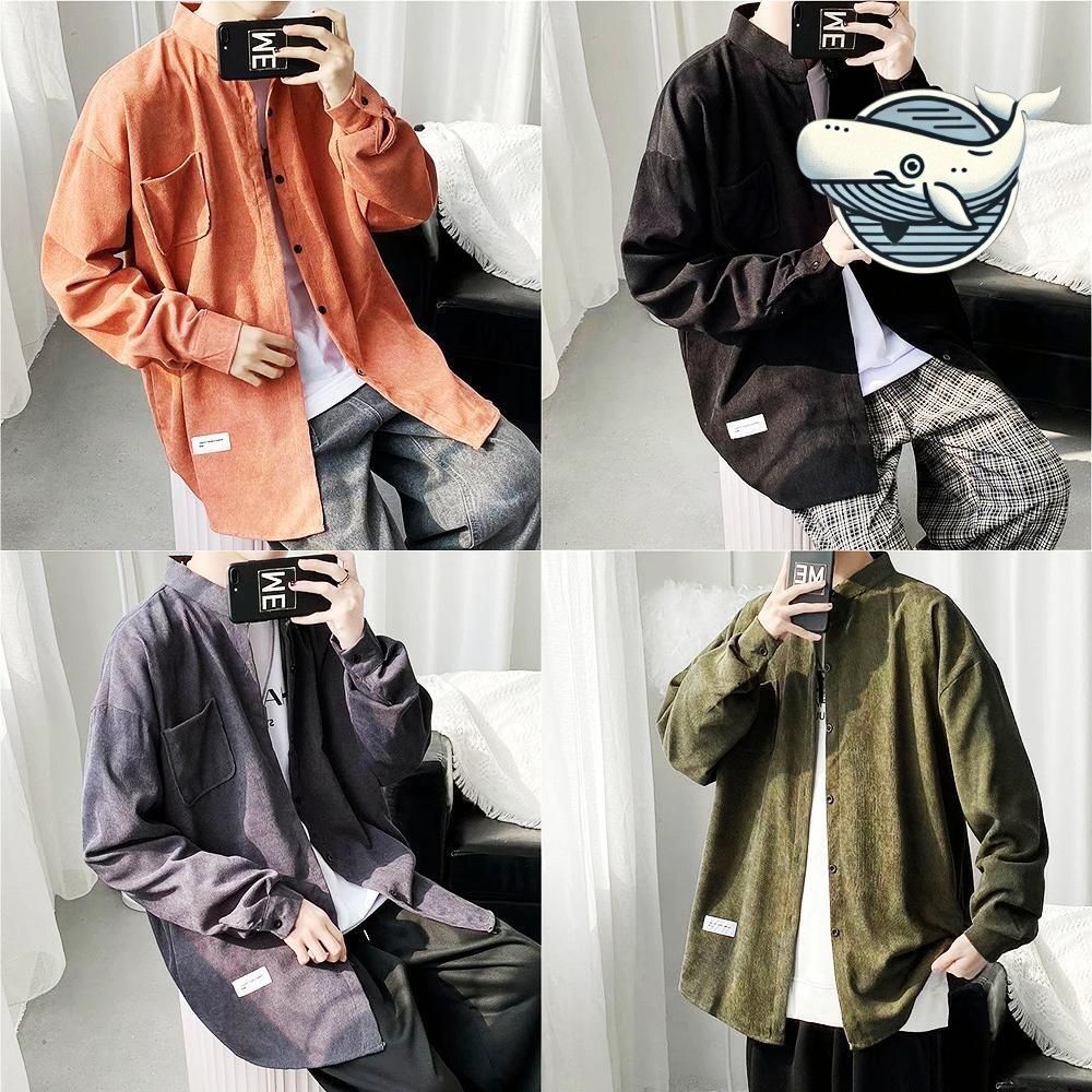 남성용 반하이넥 셔츠 박시핏 캐주얼 오버사이즈
