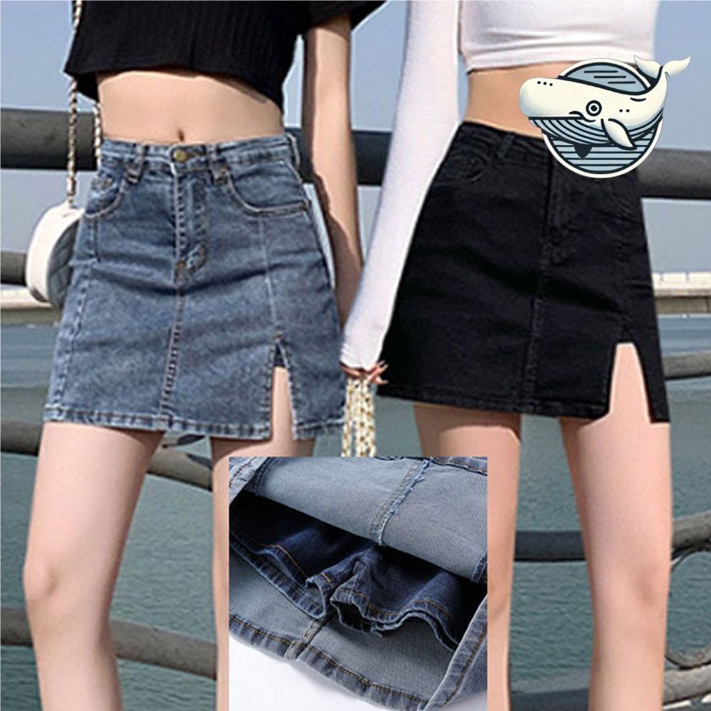 트임 디테일 데일리 미니스커트 데님 속바지