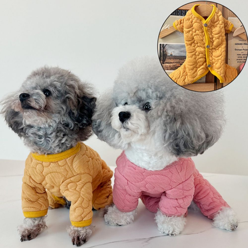 강아지 곰돌이 누빔 올인원 1P 반려견 겨울 티셔츠