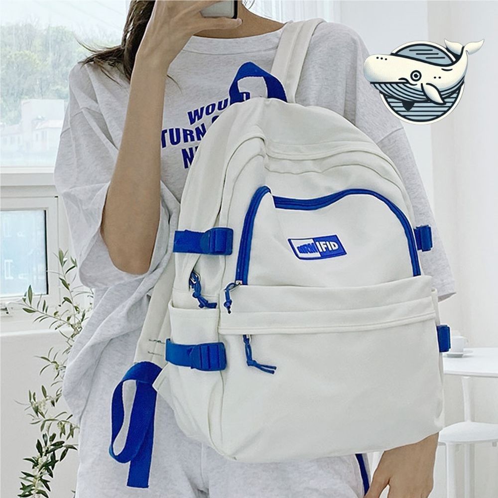 여학생 가벼운 컬러 배색 백팩 깔끔한 대학