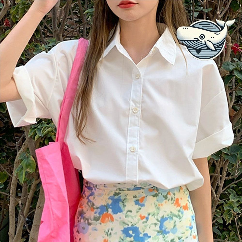 여자 여름 캐주얼 기본 반팔 셔츠 부드러운