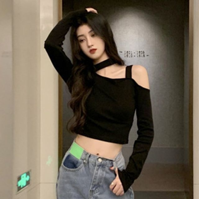 싱글 오프숄더 나시 기본 여성 데이 크롭티 캐주얼 티