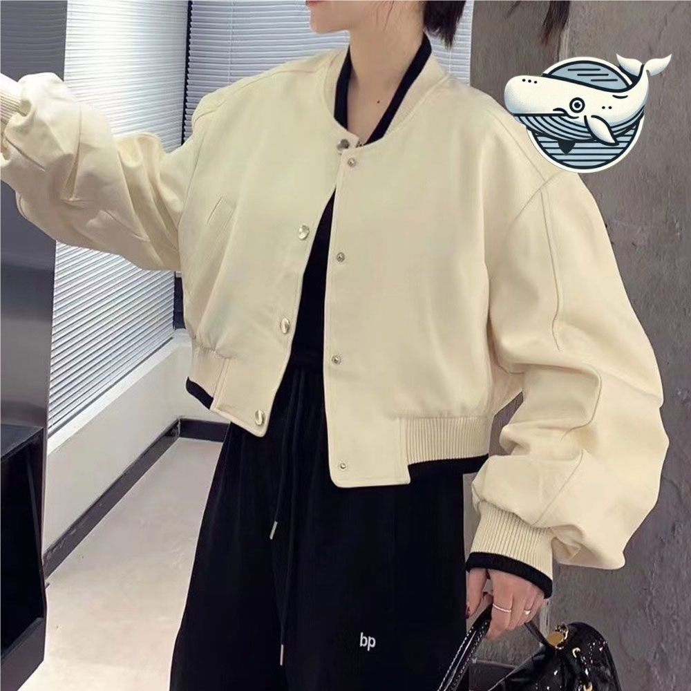 여성 오버핏 투톤 배색 소프트 블루종 점퍼