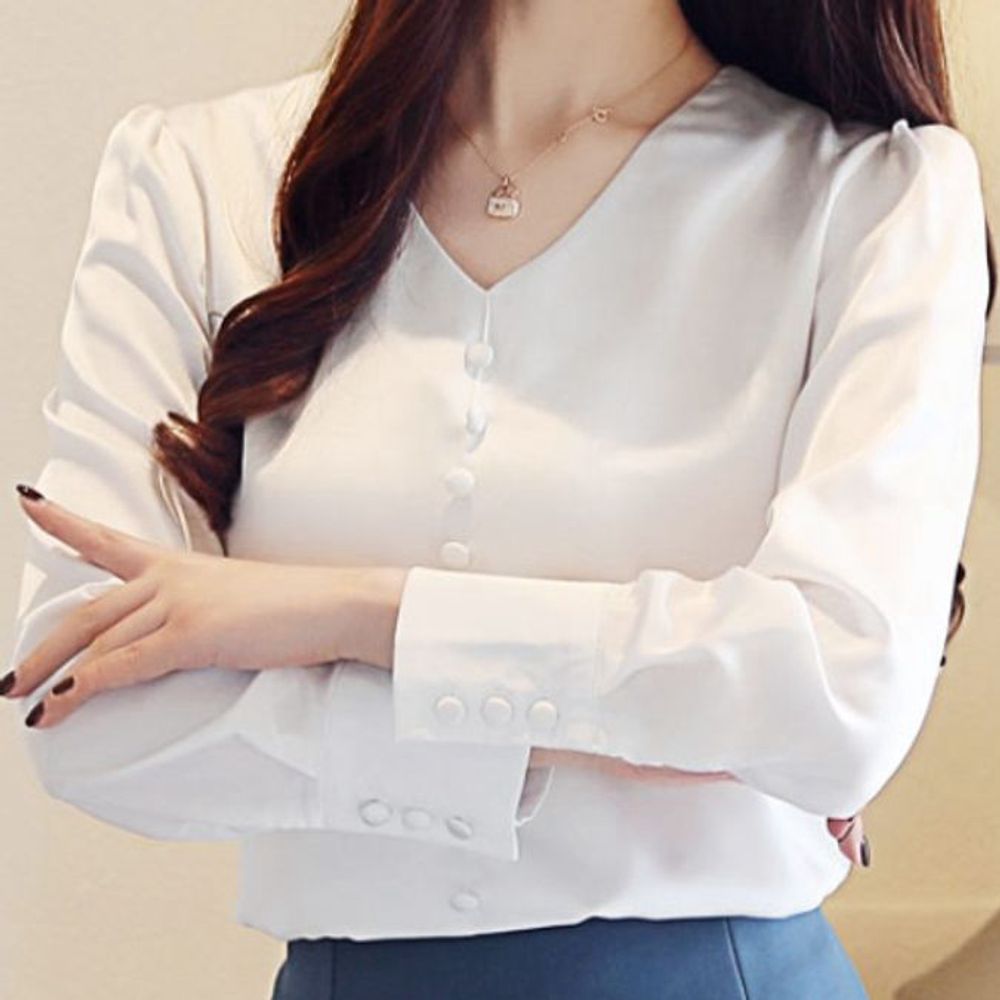 쉬폰 캐주얼 정장 화이트 셔츠 여성 블라우스