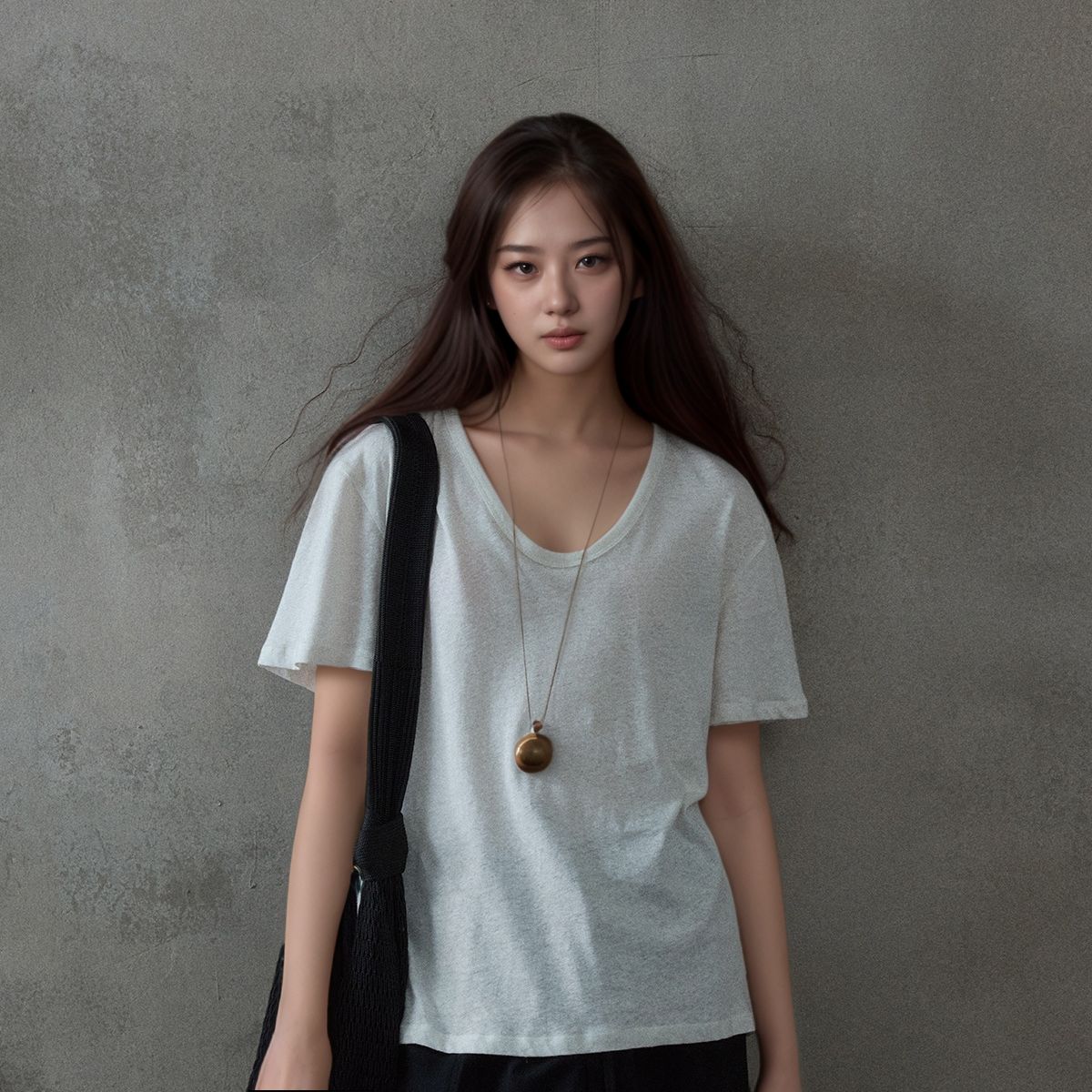 커스텀클로즈 루즈U네크라인티셔츠 화이트컬러 루즈핏