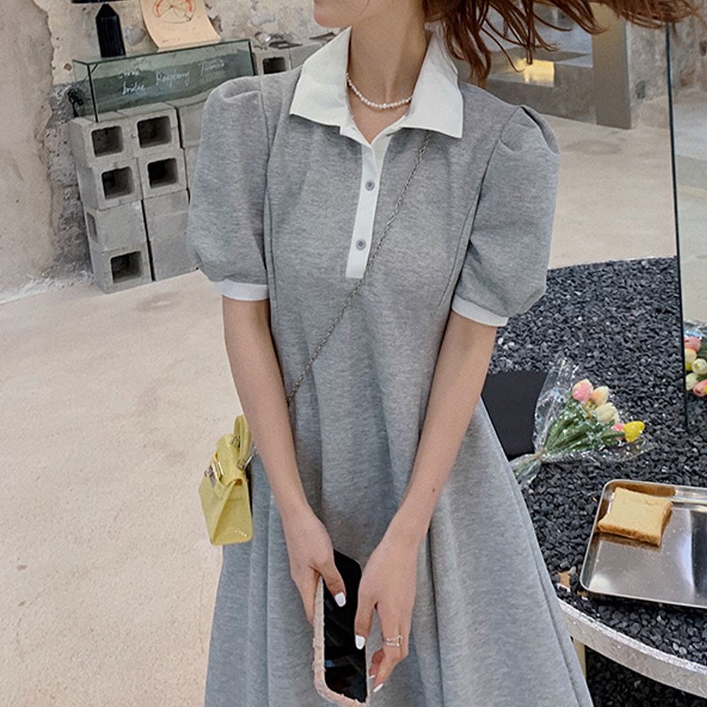 소개팅 a라인 롱 끌레어 원피스 드레스 카라