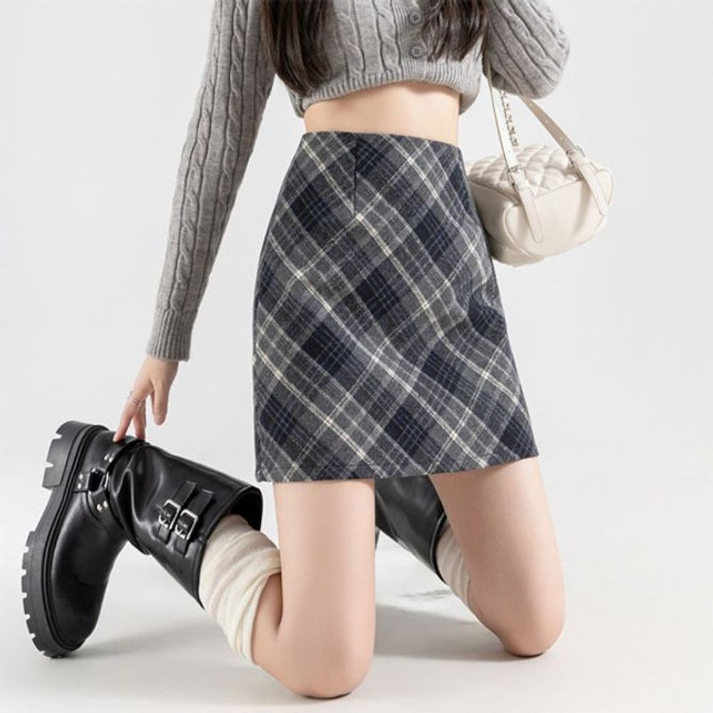 카키 하프 정장 짧은치마 웨일쓰 캐주얼 언발