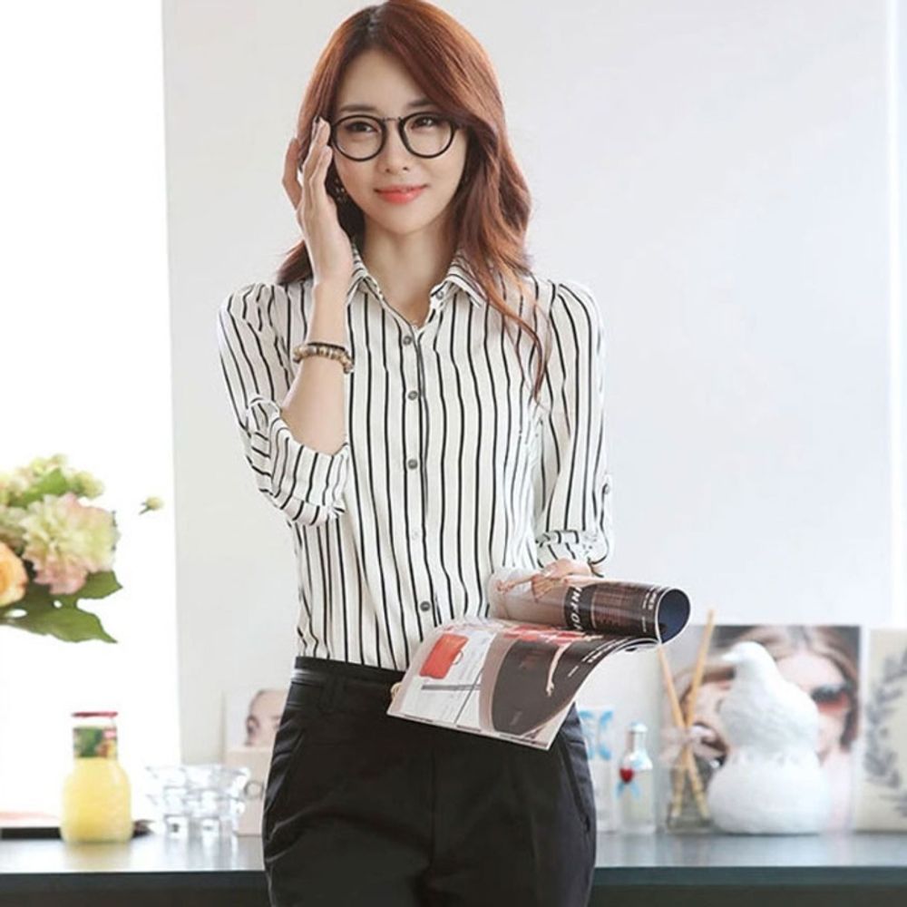 봄 녹색 올드머니룩 벌룬 스트라이프 블랙 오버