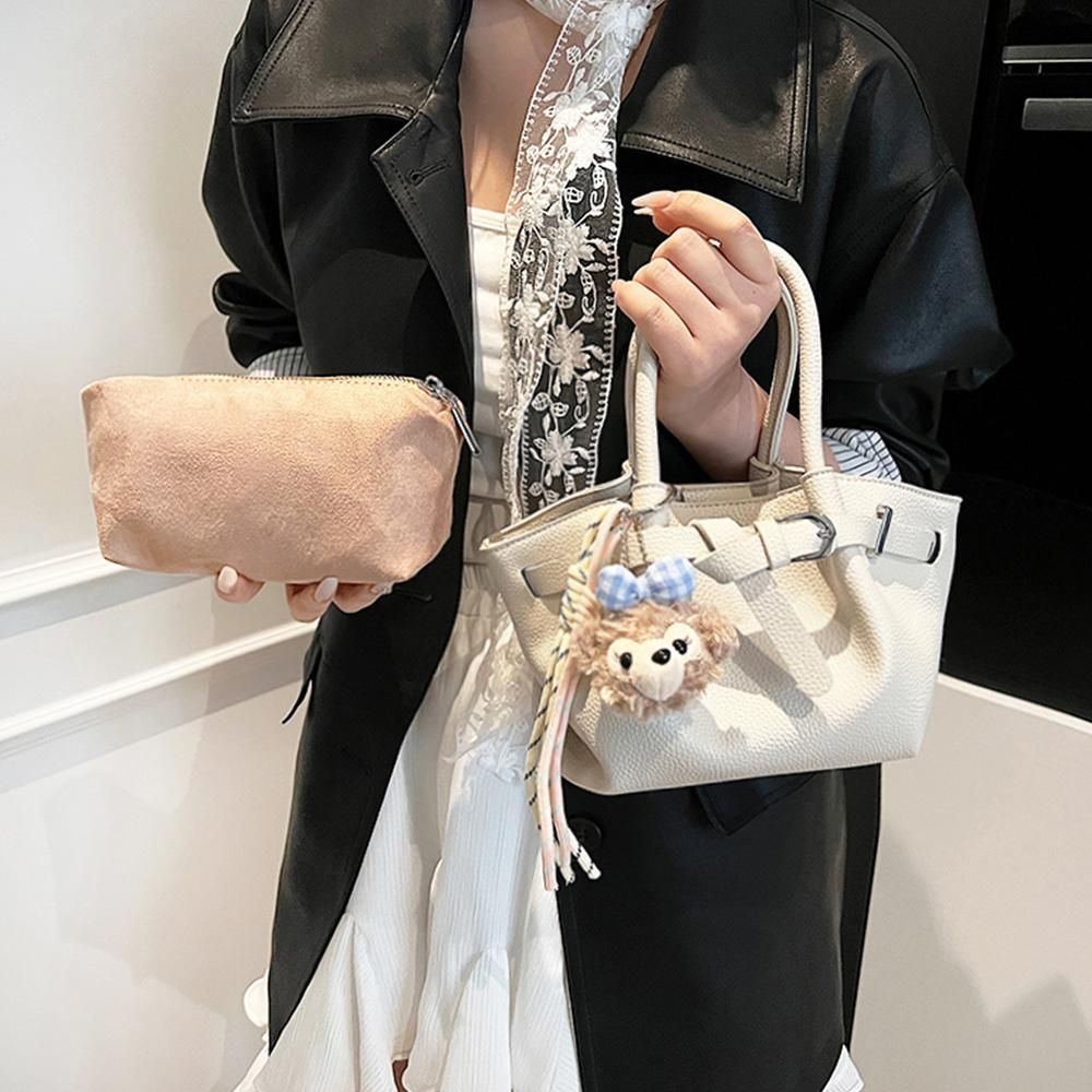 여성 데일리 캐주얼 레더 가죽 미니 파우치 토트백