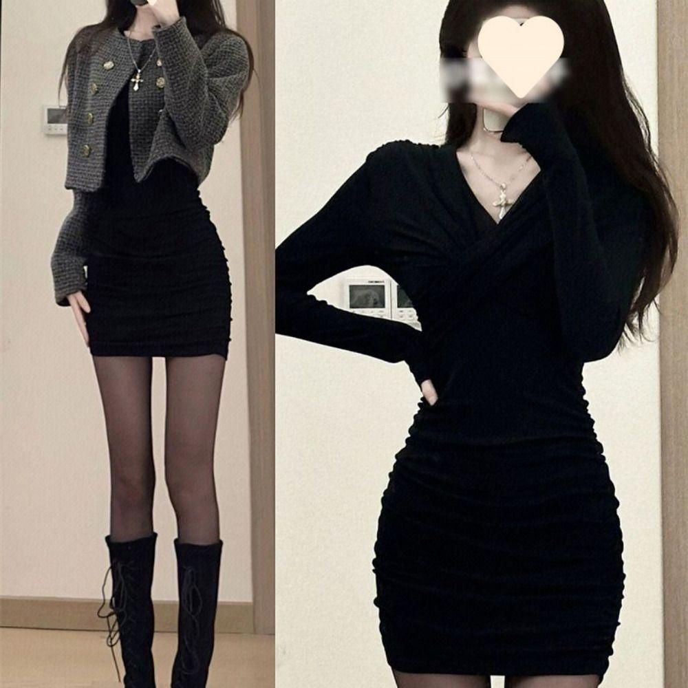 모던라인 플 주름 미니원피스 JSC-0053