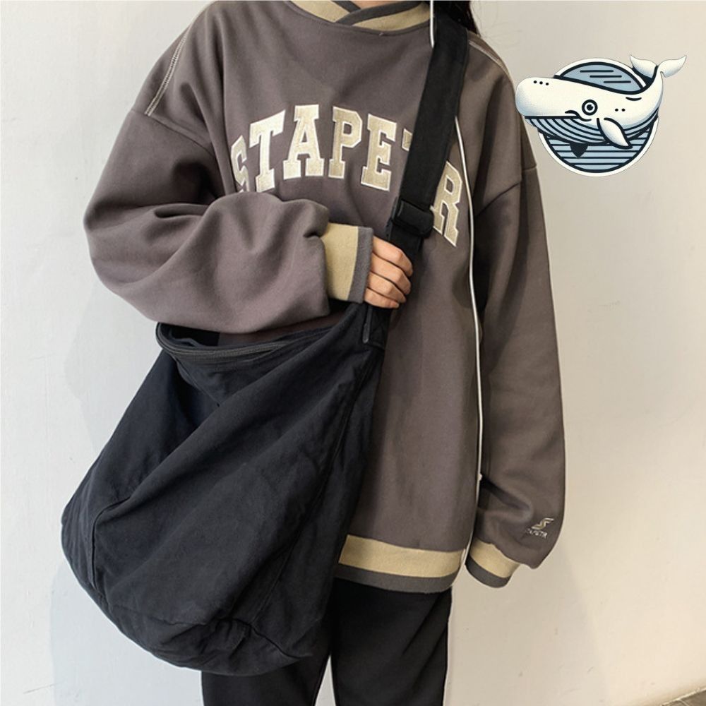 패셔너블 여행용 캔버스 숄더백 블랙 캐주얼