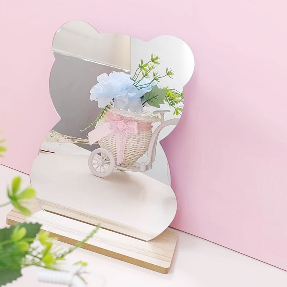 우드 받침 아크릴거울 모양 스탠드 아크릴 거울 곰